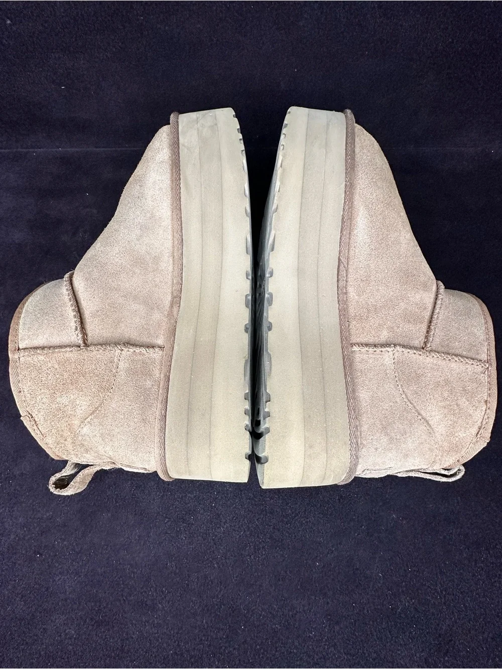 UGG Tan Suede Shearling-Lined Platform Clogs size 10